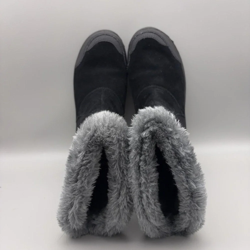 Columbia Winter Boots Women 7 Black Maiden II Quilted Waterproof Faux Fur Trim